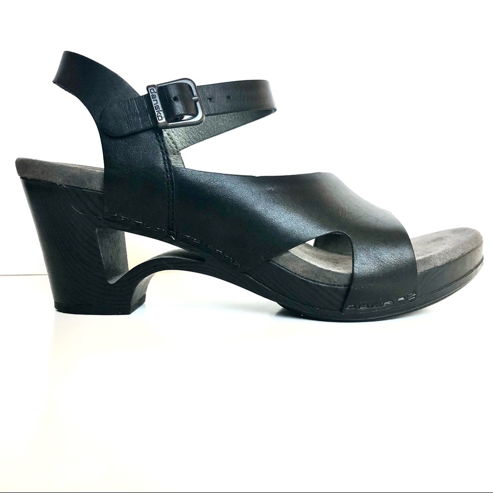 Dansko Tasha Black Sandal Wedges